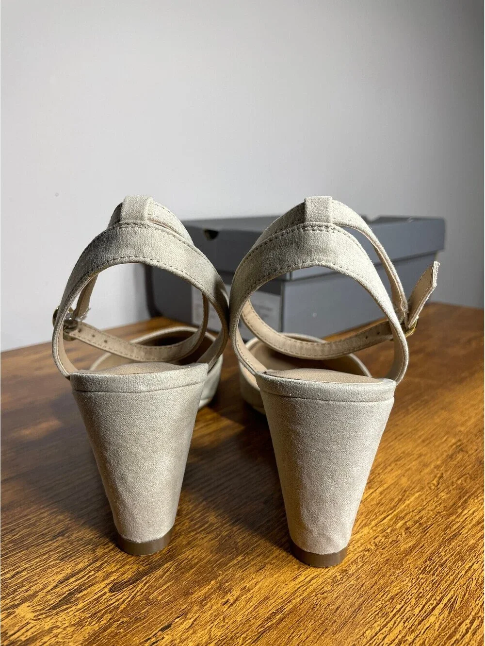 LOFT Neutral Faux Suede Wedges Clean Girl Minimalist Pointed Toe business casual
